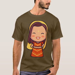 T-shirt Mariée indienne mignonne en vêtement traditionnel