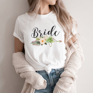T-shirt Mariée Mariée Flèche de plumes, Flèche fleurie