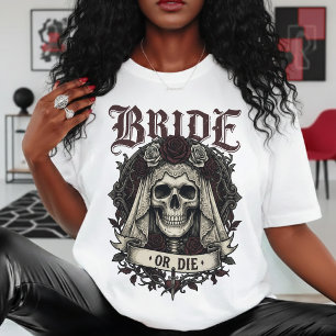 T-shirt Mariée ou Mourir Crâne Mme Femme Mariage Gothique
