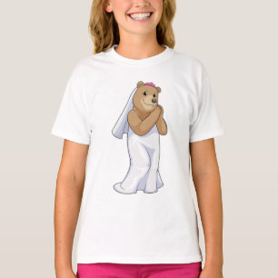 T-shirt Mariée ours avec voile