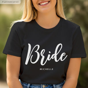 T-shirt Mariée Personnalisé Nom Noir Blanc