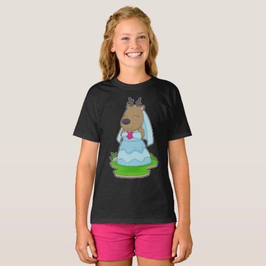 T-shirt Mariée Renne Cœur Mariage (Devant entier)