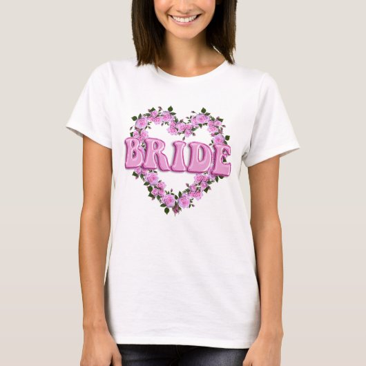 T-shirt Mariée Roses Roses Roses Cœur (Devant)