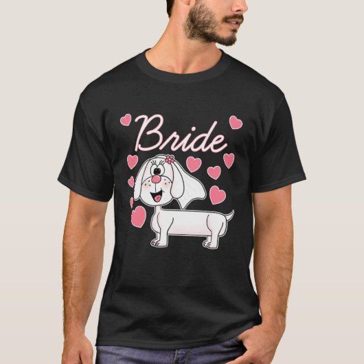 T-shirt Mariée teckel chien de mariage enterrement de vie  (Devant)