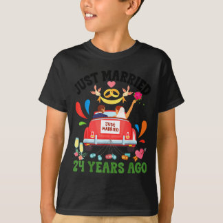 T-shirt Mariés il y a 24 ans couple drôle pour anniversair