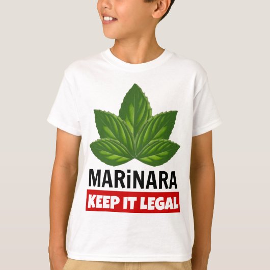 T-shirt Marinara Gardez-le Feuilles de Basil Légal (Devant)
