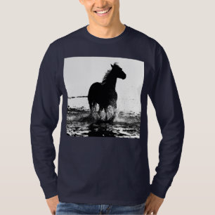 T-shirt Marine Bleu Élégant Moderne Cheval Pop Art