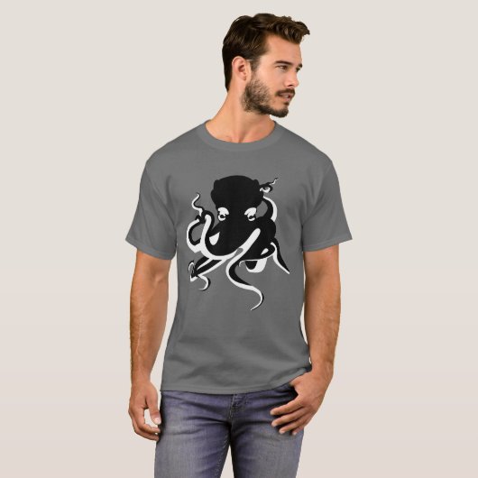 T-shirt marine minimaliste octopus (Devant entier)