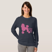 T-shirt Marine Poodles roses Femmes Longues Manches T Chem (Devant entier)