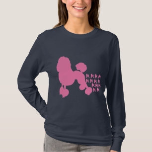 T-shirt Marine Poodles roses Femmes Longues Manches T Chem