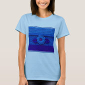 T-shirt Marine Royal Deep Blue Flower Artisan Crochet Impr (Devant)