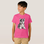 T-shirt marionnette Husky pour enfant (Devant entier)