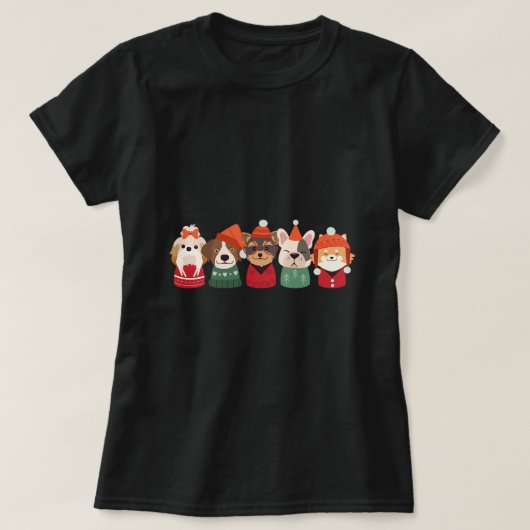 T-shirt Marionnettes mignonnes à Noël Style de vacances Sh (Design devant)
