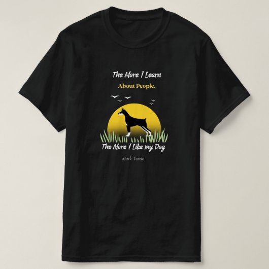 T-shirt Mark Twain Cite "Plus J'Aime Mon Chien" (Design devant)