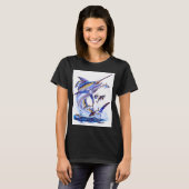 T-shirt marlin bleu et thons (Devant entier)