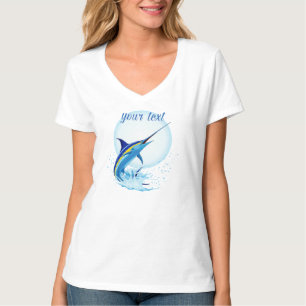 T-shirt Marlin Bleu Jaillissant de l'Océan