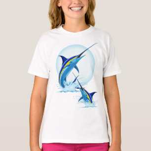 T-shirt Marlin Bleu Jaillissant de l'Océan