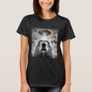 T-shirt Marmotte drôle de selfie avec un alien Ufos Marmot