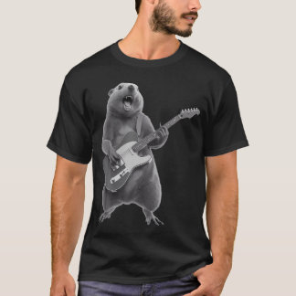 T-shirt Marmotte Jouant de la Guitare Rock Star Marmotte H