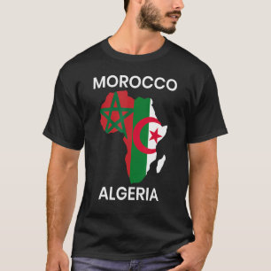 T-shirt Maroc Algérie Drapeau avec l'Afrique Carte
