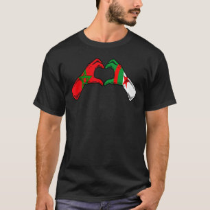 T-shirt Maroc Algérie Drapeau - Coeur algérien marocain