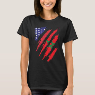 T-shirt Maroc Américain Drapeau Cultivé USA Patriot Hérita