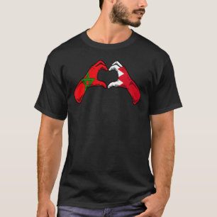 T-shirt Maroc Bahreïn Drapeau marocain Coeur bahreïnien