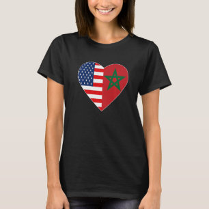 T-shirt Maroc Drapeau américain Amour marocain Maroc Moo