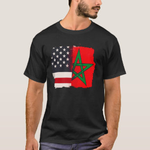 T-shirt Maroc et Amérique drapeau USA Racines Demi Marocai