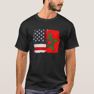 T-shirt Maroc et Amérique USA Drapeau Racines Demi Maroc A