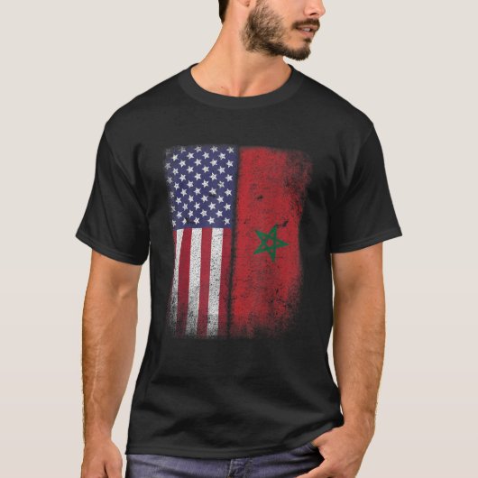 T-shirt Marocain Américain Drapeau Maroc Usa America Cadea (Devant)