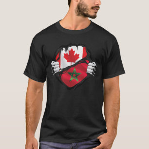 T-shirt Marocain Canadien Drapeau Des Racines Éprouvées