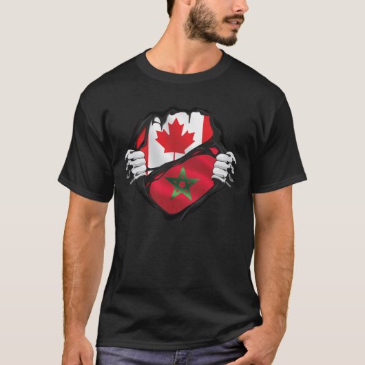 T-shirt Marocain Canadien Drapeau Des Racines Éprouvées (Devant)