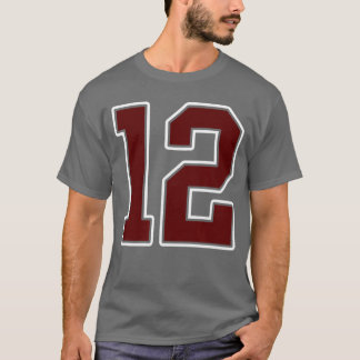 T-shirt Maroon and White Number 12 Jersey Player Uniform 1