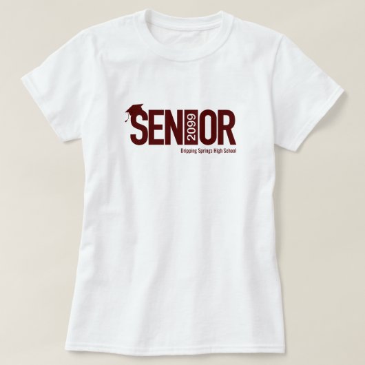 T-shirt Maroon SENIOR avec un cap de graduation (Design devant)