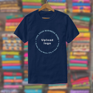 T-shirt Marque commerciale en Motif rond Texte sur bleu ma