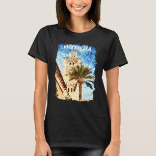 T-shirt Marrakech Maroc Aquarelle Mosquée Koutoubia ou K