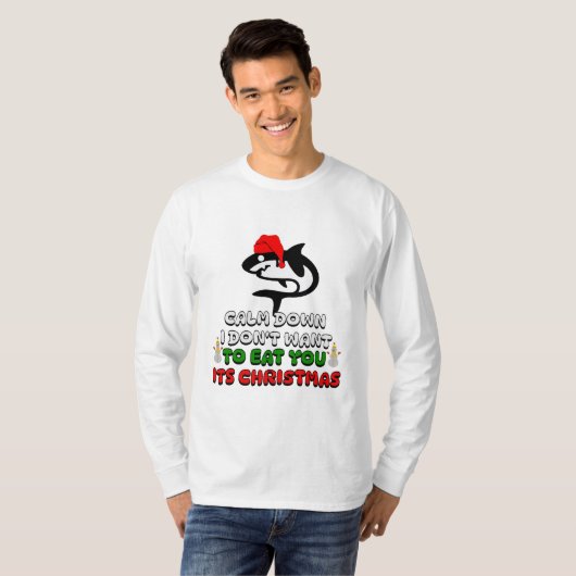 T-shirt marrant requin de noël mignon (Devant entier)
