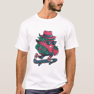 T-shirt marrant skateboarder baies cool amant fraise