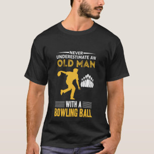 T-shirt marrant vieux homme bowling sport mot art
