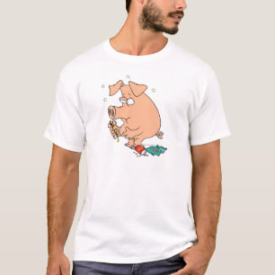 T-shirt marrante malbouffe cochon farci avec mal du ventre