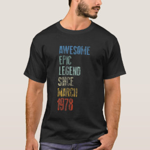 T-shirt Mars 1978 Vintage 45 Ans Retro 45e Anniversaire