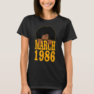 T-shirt Mars 1986 36e anniversaire 36 ans femmes noires