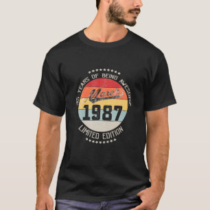 T-shirt Mars 1987 35E Cadeau Anniversaire 35 Ans Être Awe