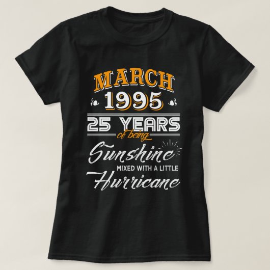 T-shirt Mars 1995 - Cadeaux de mariage de 25 ans (Design devant)