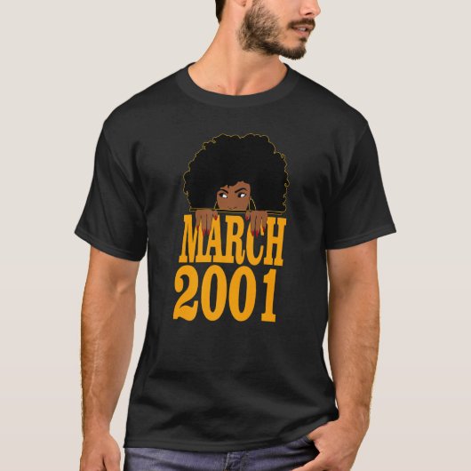 T-shirt Mars 2001 21e anniversaire Femmes noires de 21 ans (Devant)