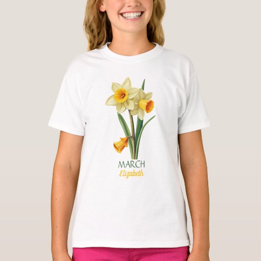 T-shirt Mars Anniversaire Daffodique Fleur de naissance pe (Devant)