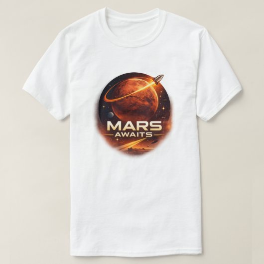 T-shirt Mars attend une exploration spatiale futuriste (Design devant)
