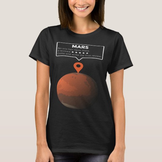 T-shirt Mars Review Maps No One has been here Exploration (Devant)