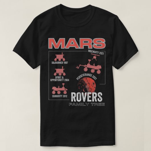 T-shirt Mars rover l'exploration de l'espace de la famille (Design devant)